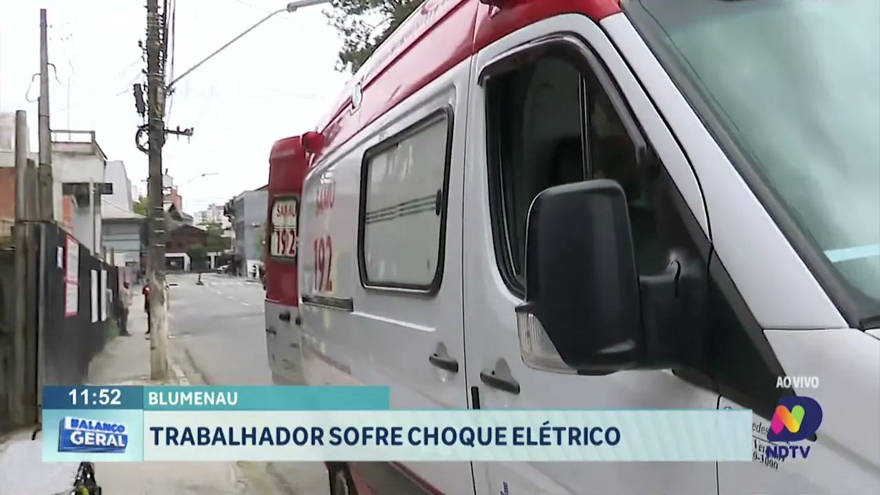 Trabalhador sofre choque elétrico em Blumenau