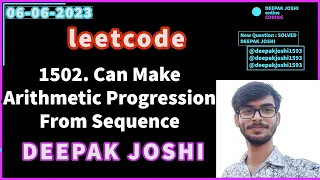 1502 Can Make Arithmetic Progression From Sequence CPP LEETCODE POTD TOADY Deepak Joshi