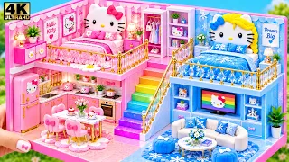 ❄️ How To Make Frozen House with Hello Kitty Princess Bedroom & Rainbow Stair 💖 DIY Miniature House