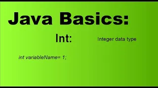 Java Basics Int Integer data type