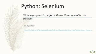 Python Selenium Mouse Over