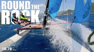 Round the Rock MEGA Catamaran Race in Vassiliki’s High Winds!