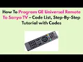 How To Program GE Universal Remote To Sanyo TV - Code List Step-By-Step Tutorial with Codes