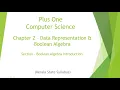 Plus One Computer Science Chapter 2 - Data Representation Boolean Algebra Boolean Algebra
