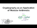 Cryptography Shift Cipher Method as an Application of Modular Arithmetic