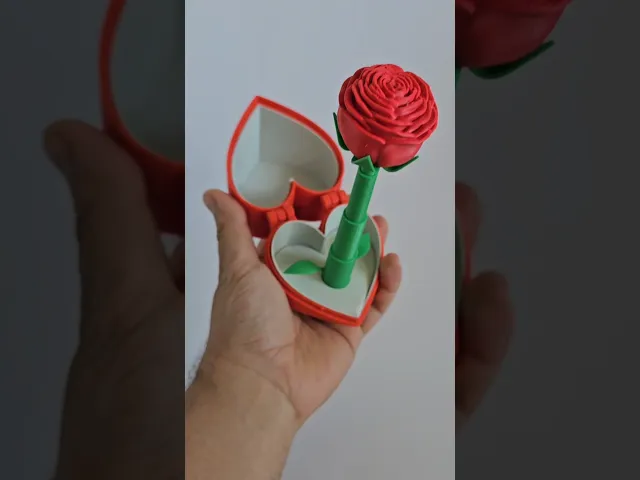 Pop-up Rose Heart Box / Easy Print video thumbnail