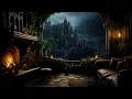 Lagu Ambience Night at Rain Thunder in castle Room | Sleep Immediately