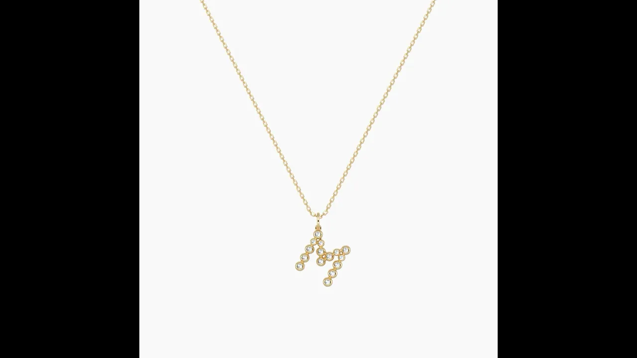 Letter M Initial Necklace Bubble Pendant