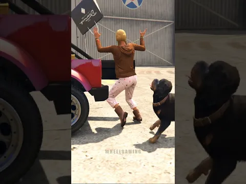Chop stopped her just before she drove car back GTA V Cinematic #shorts #dog #animals
