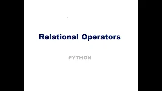 Relational Operators in Python