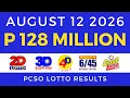 Lotto Result Today 9PM August 12 2026 PCSO
