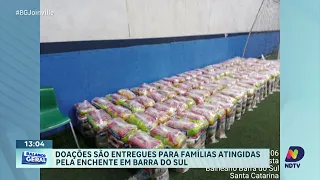 Famílias atingidas pela enchente começam a receber doações em Barra do Sul