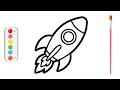How to Draw a Rocket Ship for Kids Space Coloring Page