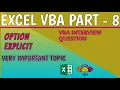 How to enable Option Explicit VBA VBA interview question