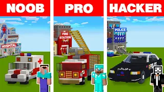 Download Minecraft NOOB vs PRO vs HACKER: EMERGENCY VEHICLE HOUSE BUILD CHALLENGE in Minecraft Animation MP3