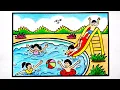 Kids Playing in Swimming Pool Drawing Children Playing in Pool Drawing Swimming Pool Drawing