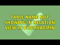 Table name not showing in relation view in phpmyadmin