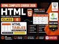 HTML Complete Course 2026 Class 6 HTML Tables Complete Tutorial
