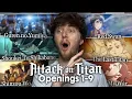 DISCOVERING ATTACK ON TITAN All Openings 1-9 First Time Reaction