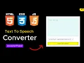 Text to speech converter with javascript Javascript project how to create text to speech tool