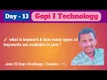 Day-13 What is keyword how many types of keywords in java Java Full Stack Course By Mr Gopi