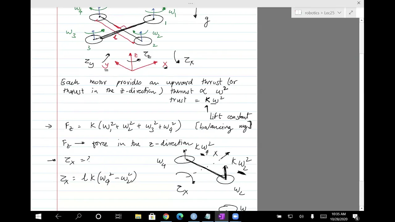 Robotics Lec25,26: 3D quadcopter, derivation, simulation, animation (Fall 2020)
