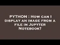 PYTHON How can I display an image from a file in Jupyter Notebook