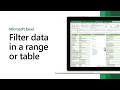 How to filter data in a range or table in Microsoft Excel