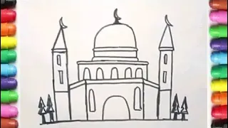 Menggambar dan Mewarnai Masjid Untuk anak TK, Paud dan SD