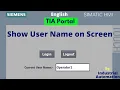 How To Show Login User Name On HMI Screen Siemens HMI English
