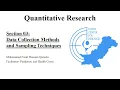 Module Quantitative Research Data collection methods and sampling techniques