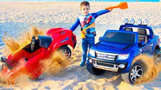 Funny Tema Fun Cars for Kids! Tractor Broke Down in the Sand! 😱🚜