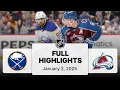 NHL Highlights Sabres vs Avalanche January 02 2025