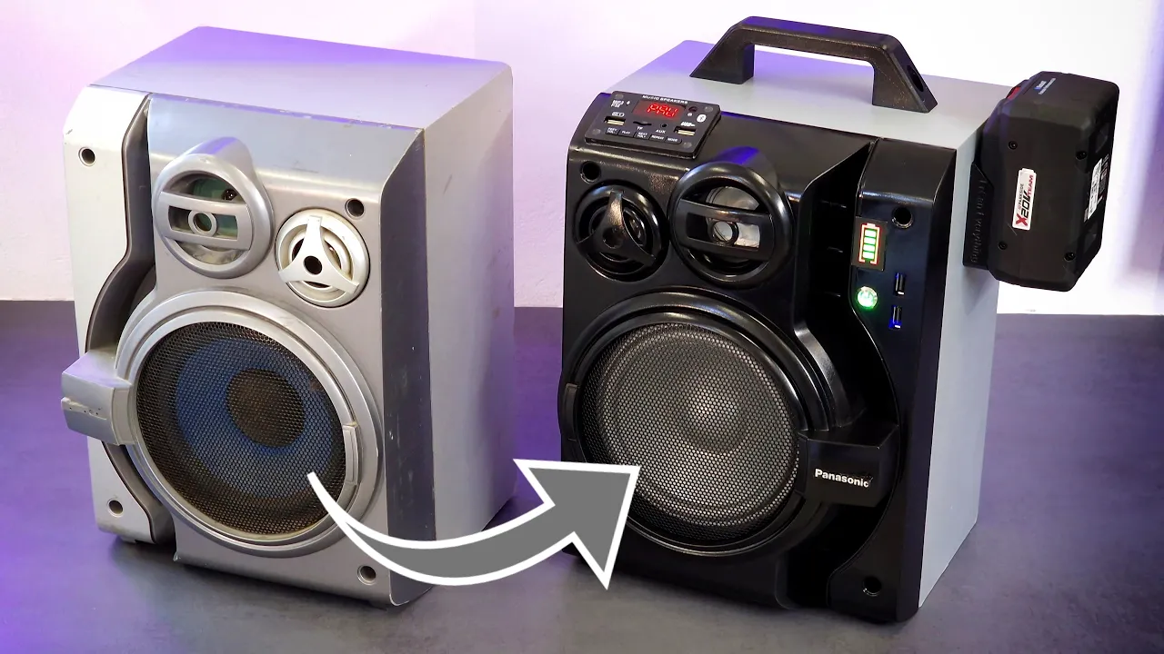 DIY Awesome Bluetooth Speaker with Powerful 15W COB LED Panel running with Parkside 8Ah Smart Accu
