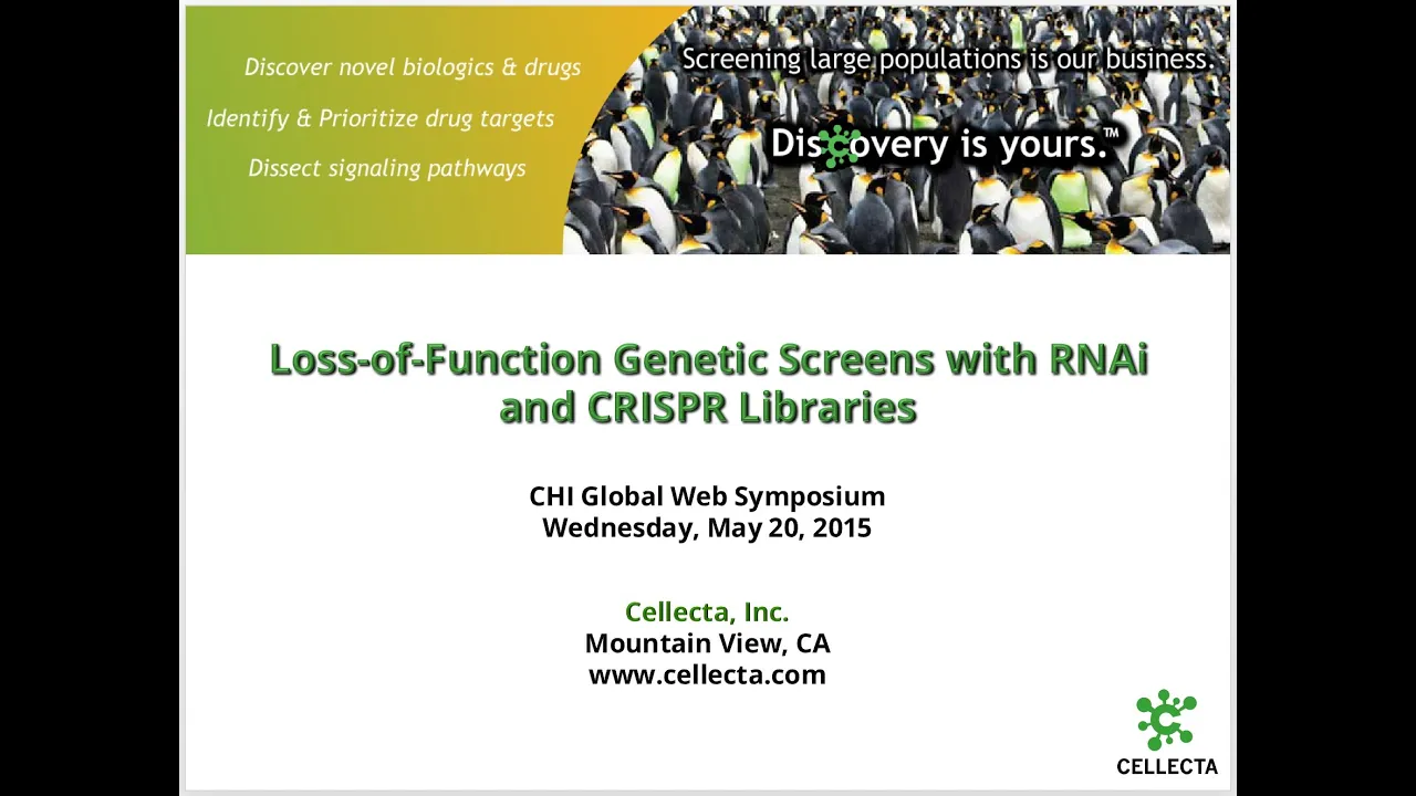 RNAi vs CRISPR Screens, May 2015 - CHI (Cambridge Healthtech)