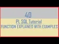 Tutorial 40 PL SQL Function Explained With Examples