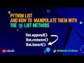 Python list and how to use and manipulate them with the 11 list methods Python Tutorials 2023