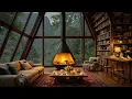 Download Lagu Relaxing Jazz Instrumental Music 🌧️ Cozy Attic Cabin Ambience with Rain \u0026 Fireplace Sounds for Work