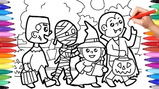Halloween Coloring Pages for Kids Trick or Treat Coloring Pages Halloween Costumes Coloring Pages
