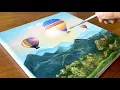 Hot Air Balloon Painting Tutorial Acrylic Painting for Beginners Landscape Satisfying ASMR