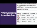 Type casting in Python What is Type casting Introduction to Python programming