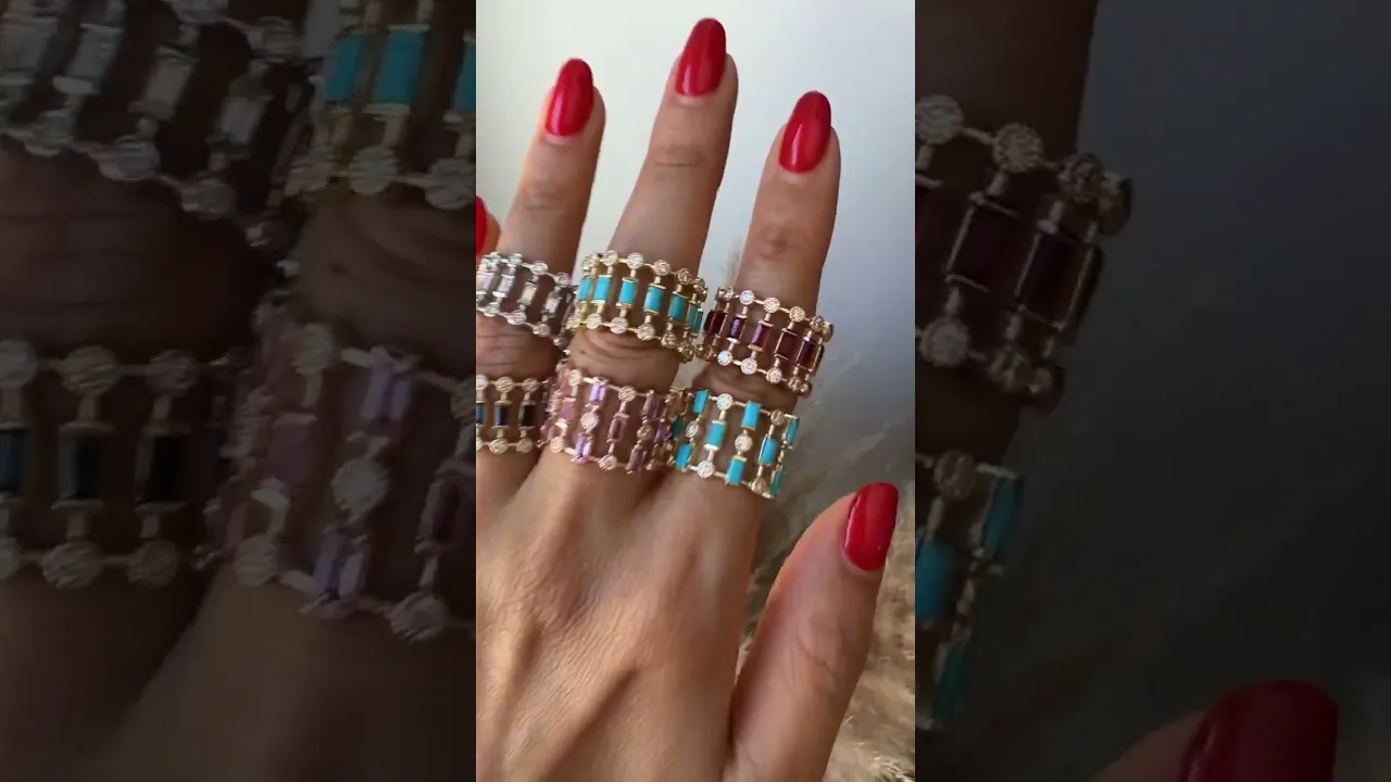 14K Yellow Gold Diamond & Turquoise Lace Cigar Band