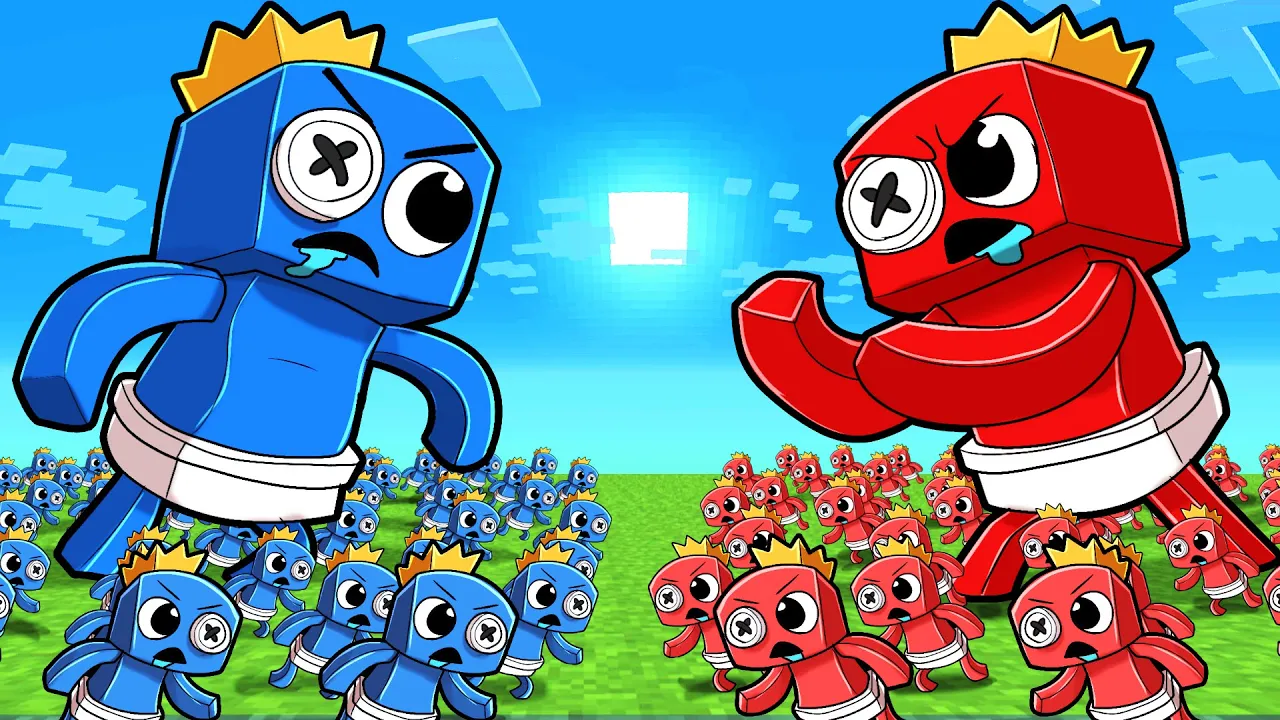 Red vs Blue RAINBOW FRIENDS War! (Minecraft)