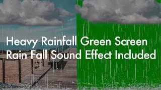 Rainfall Green Screen + Sound Effect - Full HD 1080p ♦ Rain Green Screen ♦ Rain Drops Green Screen