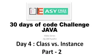 Day 4 Class vs Instance Part-2 30 Days of code Challenge Hackerrank in Java
