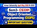 CS3391 Object oriented programming important questions April May 2026