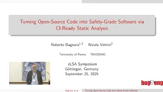 eLSA25 - Turning Open-Source Code into Safety-Grade Software via CI-Ready Static Analysis