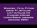 Windows Fatal Python error Py - Initialize can t initialize sys standard streams LookupError unkn