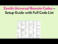 Zenith Universal Remote Codes - Setup Guide with Full Code List