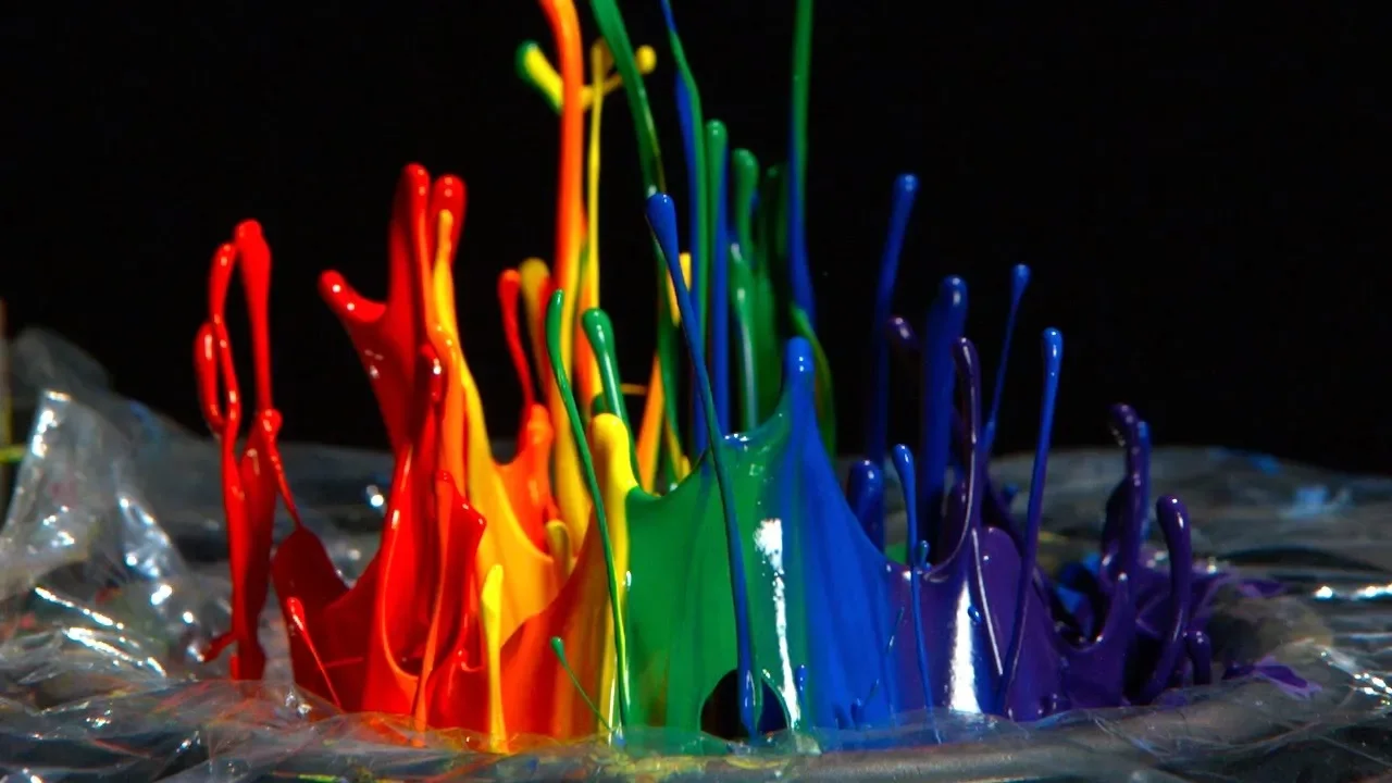 Rainbow Paint on a Speaker - 12,500fps - The Slow Mo Guys